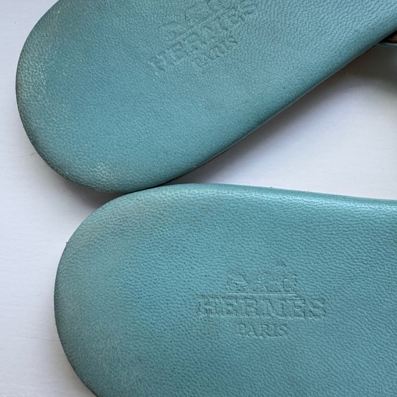 Hermes Epsom Corfou Sandals Bleu Atoll size 38 - Picture 6 of 7